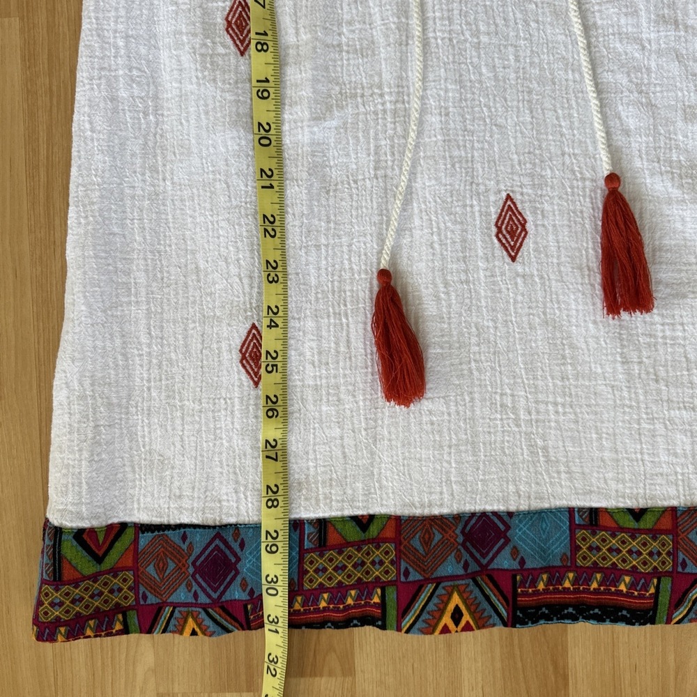 THML XS Women's Santa Fe Sleeveless Lined Mini Dress Cotton & Linen Embroidered - Picture 5 of 13